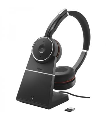 Jabra Evolve 75 SE UC Auriculares con Microfono Bluetooth Dual + Soporte de Carga USB-A Voz HD - Cancelacion de Ruido - Autonomi