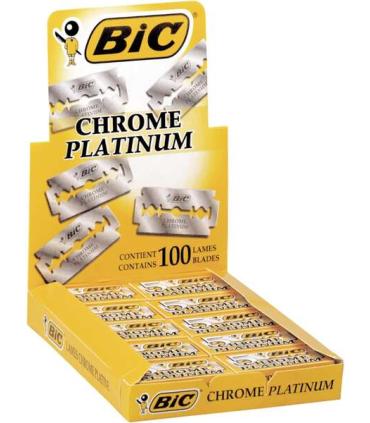 Bic Chrome Platinum Expositor de 20 Cajas de 5 Hojas de Afeitar Doble Filo
