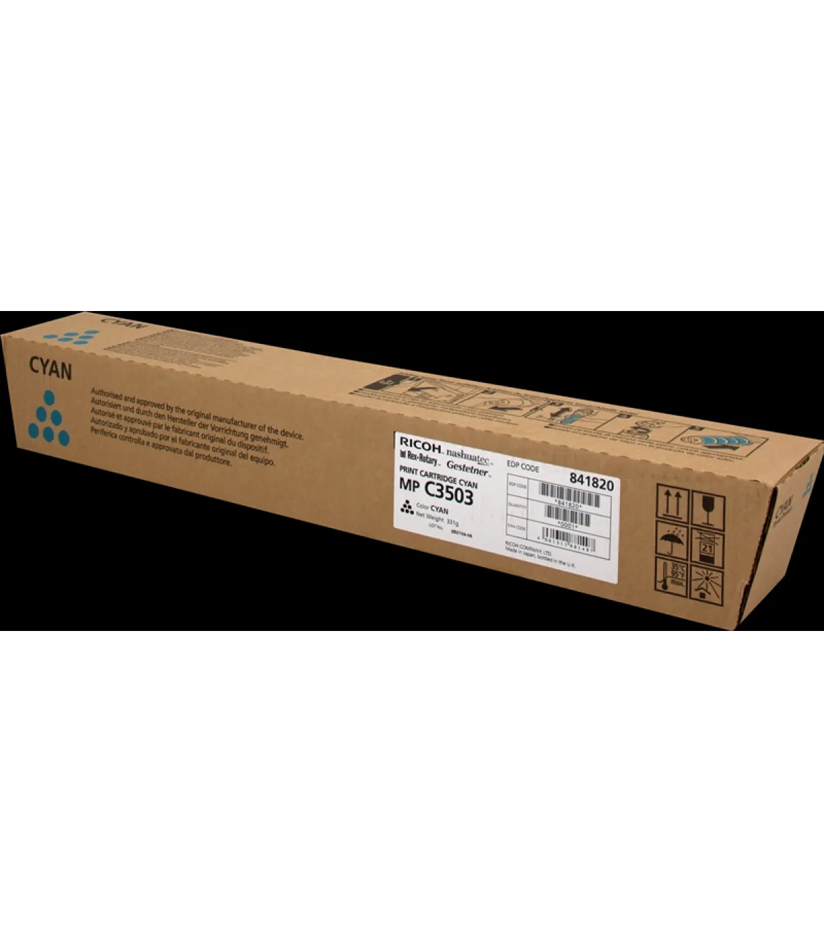 Ricoh Aficio MP-C3003/MP-C3004/MP-C3503/MP-C3504/MP-C4504/MP-C5504/MP-C6004 Cyan Cartucho de Toner Original - 841820/841816