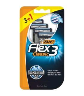 Bic Flex 3 Pack de 3+1 Maquinillas de Afeitar Desechables de 3 Hojas - Cabezal Pivotante - Tira Lubricante con Aloe Vera