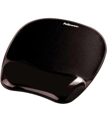 Fellowes Crystal Alfombrilla con Reposamuñecas de Gel - Resistente a las Manchas - 20x23cm - Color Negro
