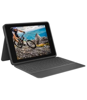 Logitech Rugged Folio Funda con Teclado Inalambrico para iPad 7ª y 8ª Generacion 10.2" - Escritura Silenciosa - Teclas de Acceso