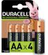 Duracell Pilas Recargables NiHM AA LR6 1.2V 1300mAh - Precargadas - 4 Unidades