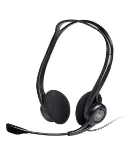 Logitech 960 Auriculares con Microfono USB - Microfono Plegable y Flexible - Controles en Cable - Cable de 2.40m - Color Negro