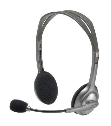 Logitech H110 Auriculares Estereo con Microfono Plegable - Diadema ajustable - Jack 3.5mm - Cable de 1.80m - Color Gris