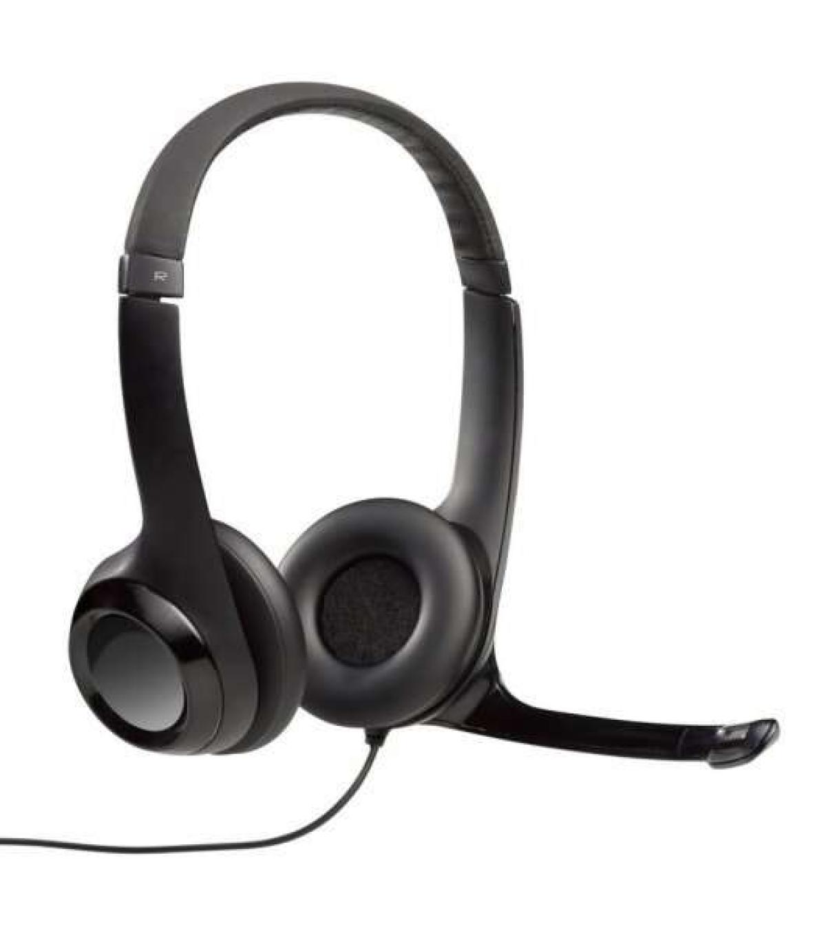Logitech H390 Auriculares con Microfono Plegable USB - Diadema Ajustable - Almohadillas Acolchadas - Controles en Cable - Cable.