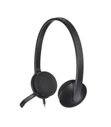 Logitech H340 Auriculares con Microfono USB - Microfono Plegable - Diadema Ajustable - Almohadillas Acolchadas - Cable de 1.80m.