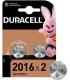 Duracell Pack de 2 Pilas Litio de Boton DL2016 3V - Tecnologia Baby Secure