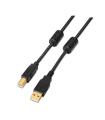 Aisens Cable USB 2.0 Impresora Super Alta Calidad con Ferrita - Tipo A Macho a Tipo B Macho - 2.0m - Color Negro