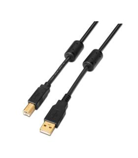 Aisens Cable USB 2.0 Impresora Super Alta Calidad con Ferrita - Tipo A Macho a Tipo B Macho - 3.0m - Color Negro