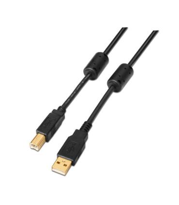 Aisens Cable USB 2.0 Impresora Super Alta Calidad con Ferrita - Tipo A Macho a Tipo B Macho - 3.0m - Color Negro