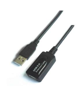 Aisens Cable Extension USB 2.0 Prolongador con Amplificador - Tipo A Macho a Tipo A Hembra - 15m - Color Negro