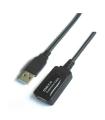 Aisens Cable Extension USB 2.0 Prolongador con Amplificador - Tipo A Macho a Tipo A Hembra - 15m - Color Negro