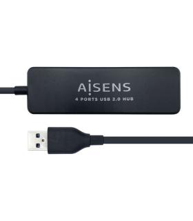 Aisens HUB USB 2.0 - Tipo A Macho a 4xTipo A Hembra - 30cm - Color Negro