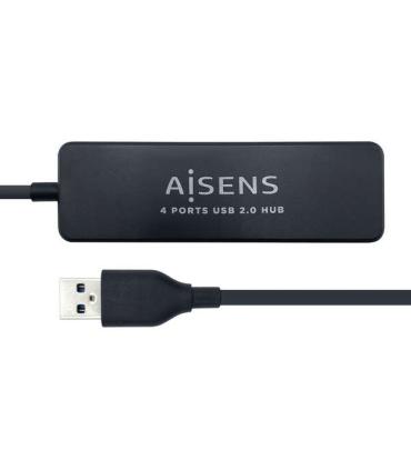 Aisens HUB USB 2.0 - Tipo A Macho a 4xTipo A Hembra - 30cm - Color Negro