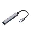Aisens Hub USB 3.0 Aluminio - Tipo A Macho a 4xTipo A Hembra - 10cm - Color Gris