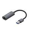 Aisens Conversor USB 3.0 a Ethernet Gigabit 10/100/1000 Mbps - 15cm - Color Gris