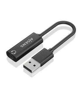 Aisens Conversor USB-A a Audio 48KHz - USB-A/M-JACK 3.5/H - 10cm - Color Negro