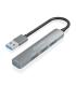 Aisens Hub USB Ultra Delgado de Aluminio - 1xUSB3.0 + 3xUSB2.0 - Alta Velocidad 5 Gbps - Alimentacion por Bus USB - Color Gris