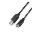 Aisens Cable USB 2.0 Impresora 3A - Tipo USB-C/M-B Macho - 2.0m - Color Negro