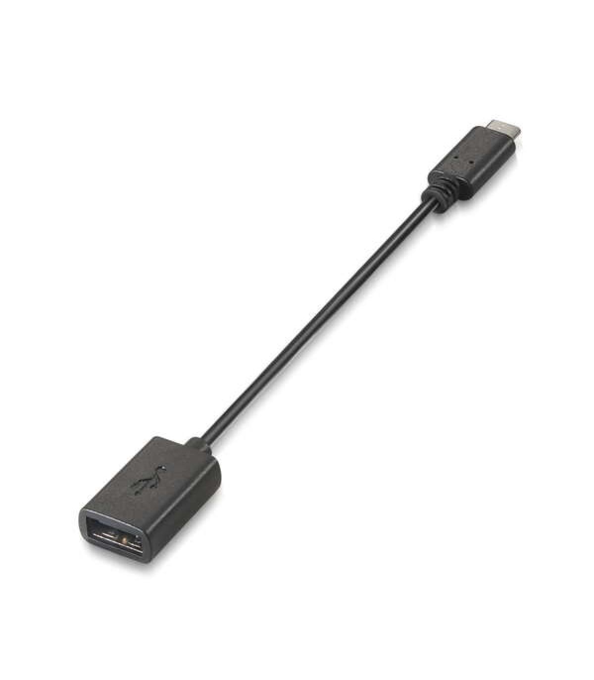 Aisens Cable USB 2.0 3A - Tipo USB-C/M-A Hembra - 15cm - Color Negro