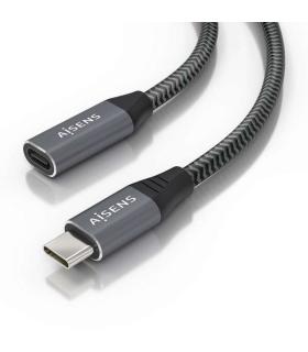 Aisens Cable USB 3.2 GEN2x2 Aluminio 20Gbps 8K@30Hz 5A 100W - Tipo USB-C/M-USB-C/H - 0.5m - Color Gris