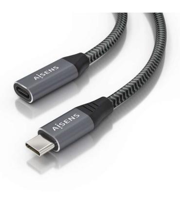 Aisens Cable USB 3.2 GEN2x2 Aluminio 20Gbps 8K@30Hz 5A 100W - Tipo USB-C/M-USB-C/H - 1.5m - Color Gris
