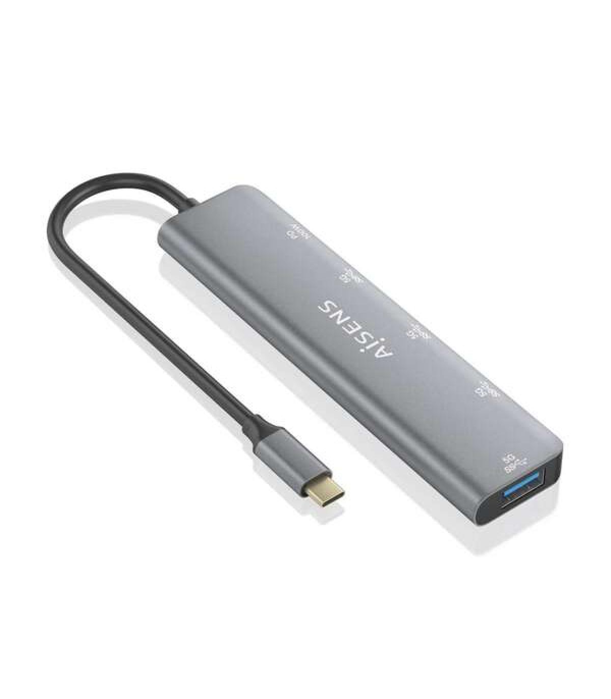 Aisens Hub USB 3.2 Gen1 5G USB-C - USB-C/M-1xUSB-C PD100W/H-1xUSB-C/H-3xUSB-A/H - 15cm