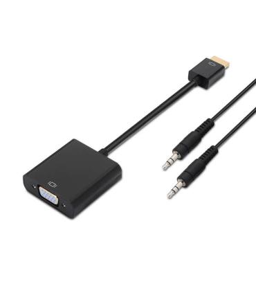 Aisens Conversor HDMI a SVGA+Audio - HDMI A Macho-SVGA Hembra+JACK 3.5/H - 10 cm+1.0m - Color Negro