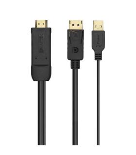 Aisens Cable Conversor Activo HDMI 2.0 + USB ALIM. a DisplayPort V1.2 - HDMI/M-USB/M-DP/M - 1.8M - Color Negro
