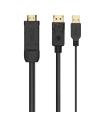 Aisens Cable Conversor Activo HDMI 2.0 + USB ALIM. a DisplayPort V1.2 - HDMI/M-USB/M-DP/M - 1.8M - Color Negro