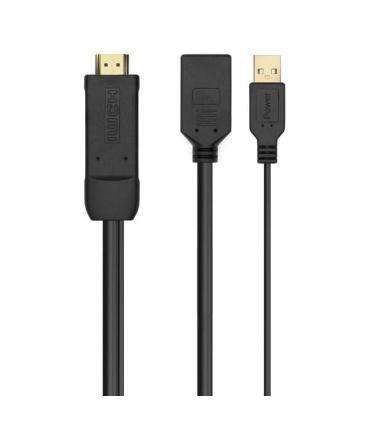 Aisens Conversor Activo HDMI 2.0 + USB ALIM. a DisplayPort V1.2 - HDMI/M-USB/M-DP/H - 10CM - Color Negro