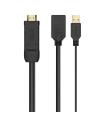 Aisens Conversor Activo HDMI 2.0 + USB ALIM. a DisplayPort V1.2 - HDMI/M-USB/M-DP/H - 10CM - Color Negro