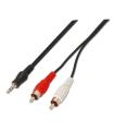Aisens Cable Audio Estereo - JACK 3.5/M-2xRCA Macho - 1.5m - Color Negro