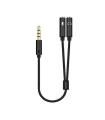 Aisens Cable Adaptador Audio JACK 3.5 4 Pines/M-2xJACK 3.5 3 Pines/H - 25cm - Color Negro