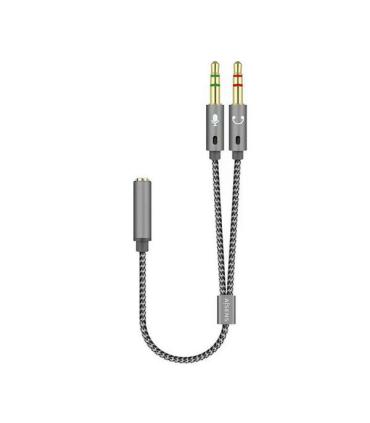 Aisens Cable Adaptador Audio JACK 3.5 4 Pines/H-2xJACK 3.5 3 Pines/M - 25cm - Color Gris