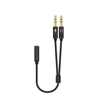 Aisens Cable Adaptador Audio JACK 3.5 4 Pines/H-2xJACK 3.5 3 Pines/M - 25cm - Color Negro