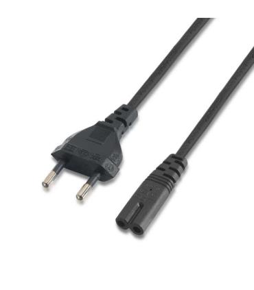 Aisens Cable Alimentacion Forma 8 - CEE7/16/M-C7/H - 1.5m - 100% Cobre Puro AWG18 - Color Negro