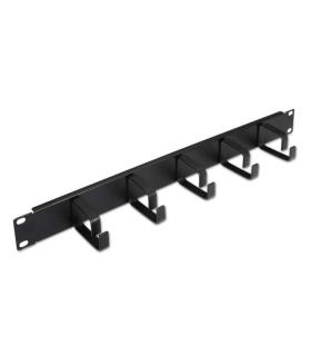 Aisens Organizador de Cables Metalico con 5 anillos - 19" 1U - Color Negro