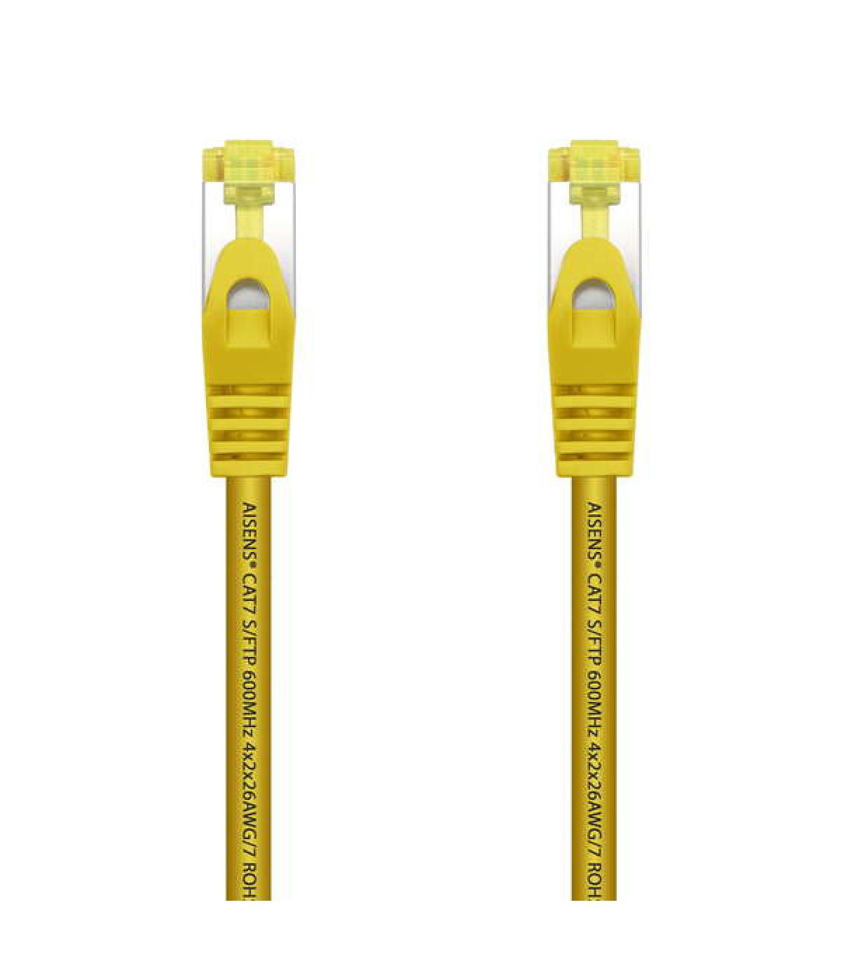 Aisens Cable de Red Latiguillo RJ45 LSZH Cat.7 600 MHz S/FTP PIMF AWG26 - 25cm - Color Amarillo
