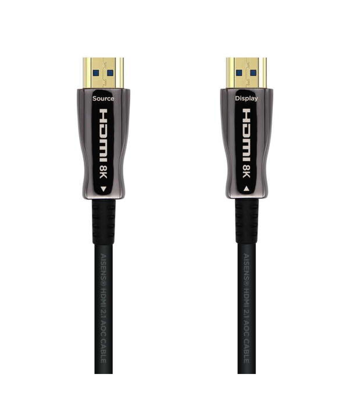 Aisens Cable HDMI V2.1 AOC (Active Optical Cable) Fibra Optica Ultra Alta Velocidad UHS 8K@60Hz 4K@120Hz 4:4:4 48Gbps - A/M-A/M.