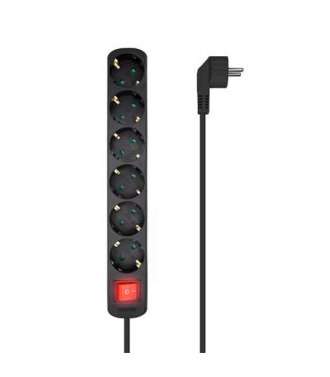 Aisens Regleta Multiple de 6 Tomas con Interruptor con Cable 3×1.5mm2 - 1.4m - Color Negro