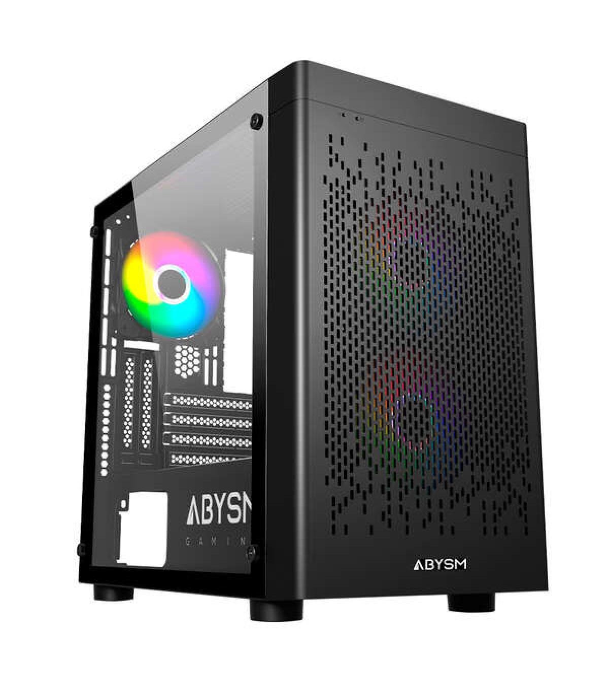 Abysm Danube Inva MX202 Caja Torre ITX, micro ATX - Lateral Cristal Templado - 3.5" y 2.5" - USB-A, USB-C y Audio - 3 Ventilador