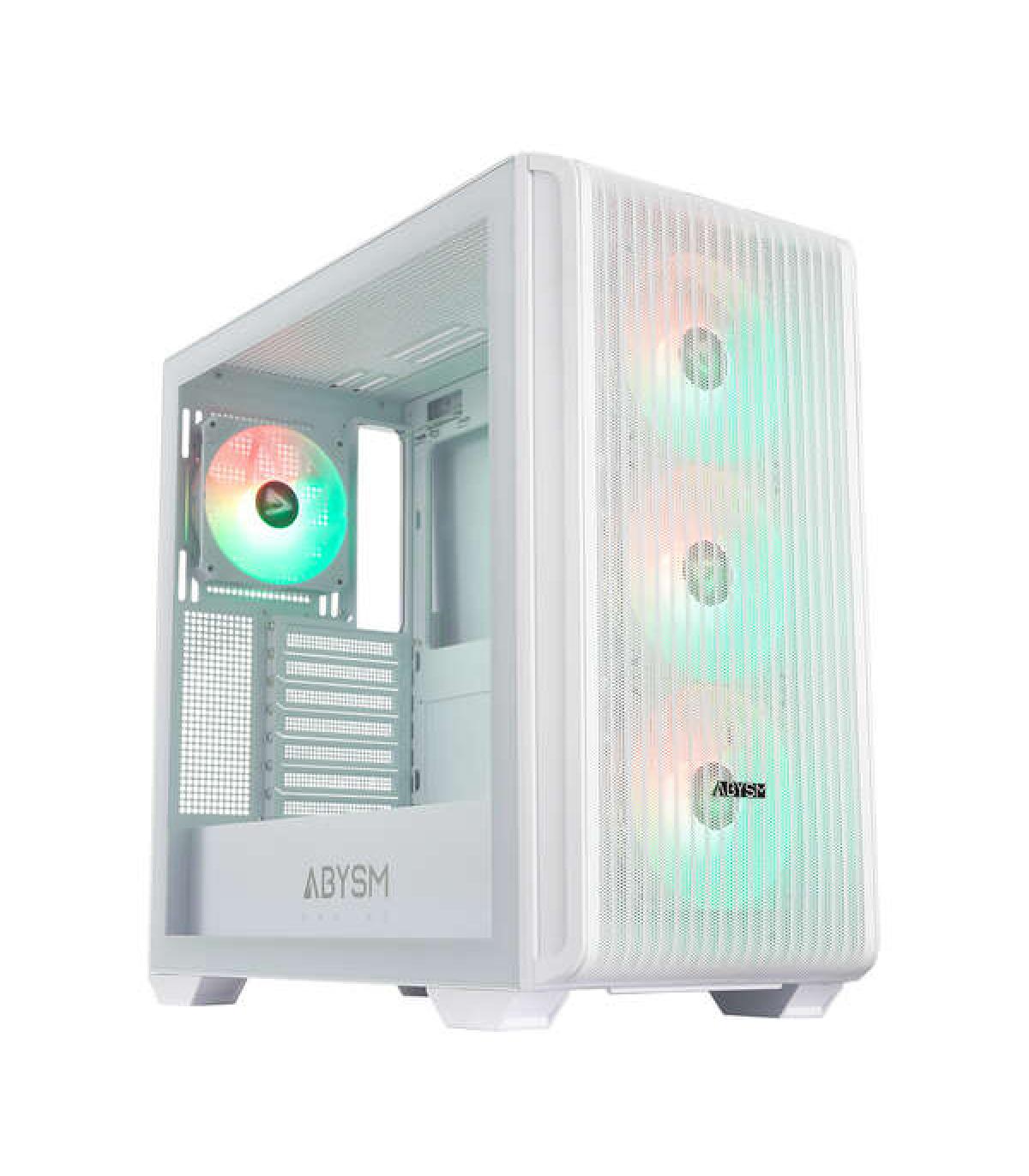 Abysm Danube Kamp BX300 White Caja Torre ATX, ITX, Micro ATX - Lateral Cristal Templado - 3.5" y 2.5" - USB-A, USB-C y Audio ..