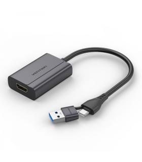 Vention Adaptador USB Tipo-C Macho a USB Macho/HDMI Hembra - Color Gris