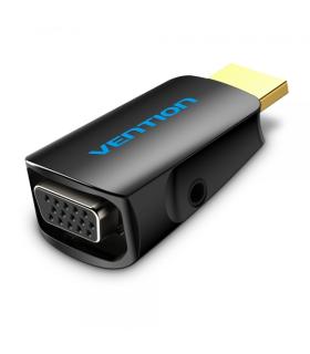 Vention Adaptador Conversor HDMI Macho a VGA Hembra con Audio Jack 3.5mm - Color Negro