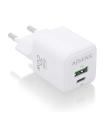 Aisens Cargador Gan 20W - 1xUSB-C PD3.0 QC4.0 - 1xUSB-A QC3.0 - Color Blanco