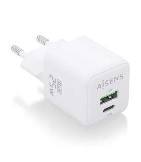 Aisens Cargador Gan 25W - 1xUSB-C PD3.0 QC4.0 - 1xUSB-A QC3.0 - Color Blanco