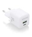 Aisens Cargador Gan 25W - 1xUSB-C PD3.0 QC4.0 - 1xUSB-A QC3.0 - Color Blanco
