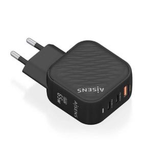 Aisens Cargador GAN 65W - 2xUSB-C PD3.0 QC4.0 - 1xUSB-A QC3.0